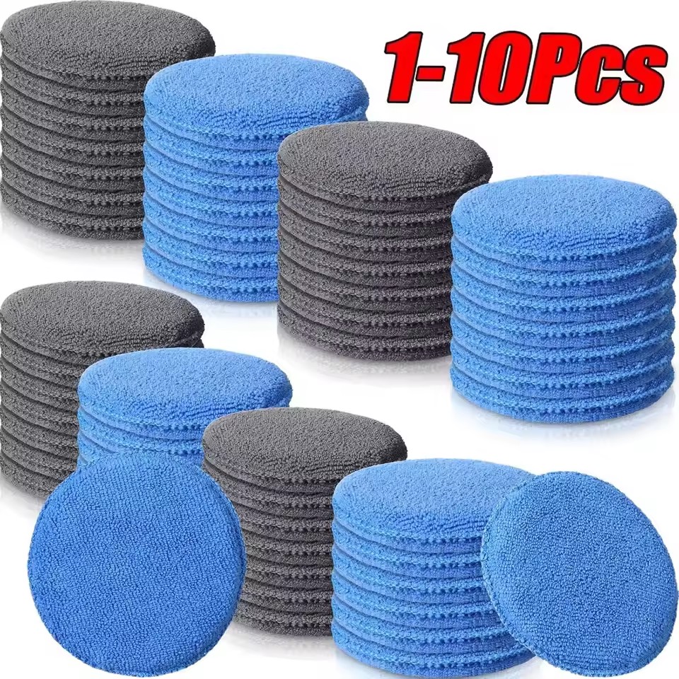 Tech Car Accessories - 10/1 Stück Weiche Mikrofaser-Autowachs-Applikatorhandschuhe Polierschwamm Wachsschaum