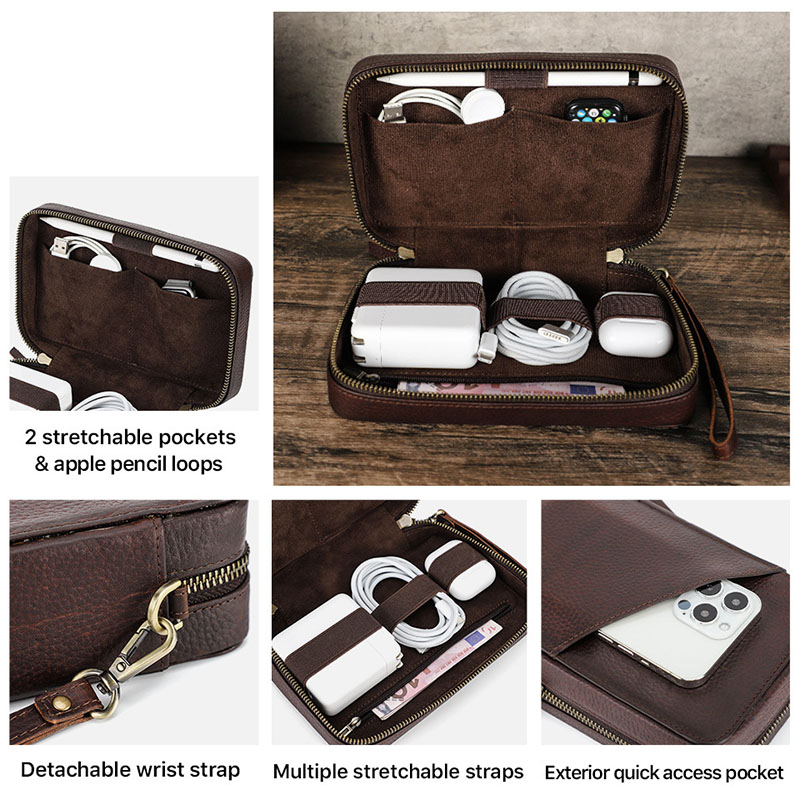 Vintage braune Echtleder-Organ – Tech Accessories Case Bewertung und Preis